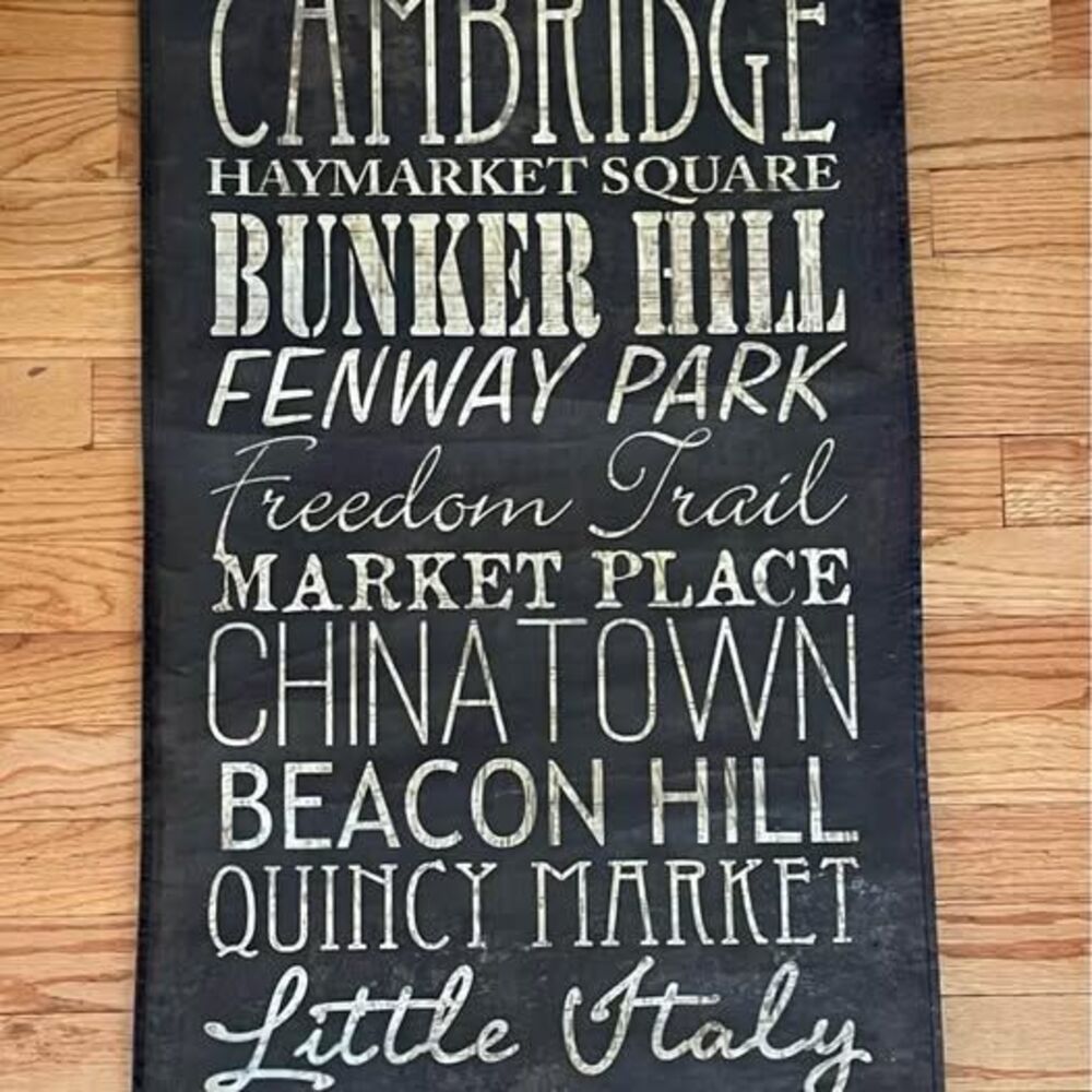 Boston City Typography: Boston Hanging Poster Canvas Print Ready to Hang, Boston